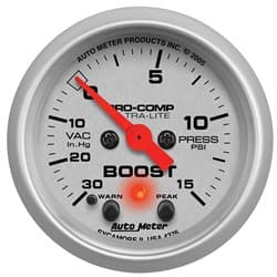ULTRA-LITE 2-1/16" BOOST/VAC 30IN/HG-15PSI, FS ELECT W/PEAK AUTO METER - 4376