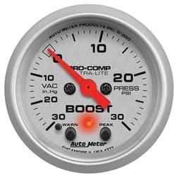 ULTRA-LITE 2-1/16" BOOST/VAC 30IN/HG-30PSI, FS ELECT W/PEAK AUTO METER - 4377