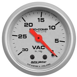 ULTRA LITE 2-1/16" VACUUM 0-30 IN/HG, FULL SWEEP MECH AUTO METER - 4384
