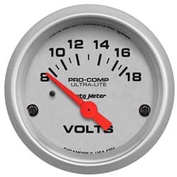 ULTRA-LITE 2-1/16" VOLT METER 8-18V, SHORT SWEEP ELECTRIC AUTO METER - 4391