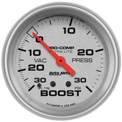 ULTRA-LITE 2-5/8" BOOST/VAC 30 IN/HG - 30 PSI, MECH, 10FT AUTO METER - 4403