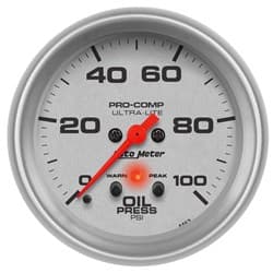 ULTRA-LITE 2-5/8" OIL PRESS 0-100PSI, FS ELECT W/ PEAK AUTO METER - 4452