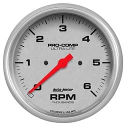 ULTRA-LITE 5" TACHOMETER 0-6,000RPM, IN-DASH AUTO METER - 4476