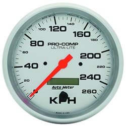 ULTRA-LITE 5" SPEEDOMETER 260 KPH, IN DASH, ELECTRONIC AUTO METER - 4489-M