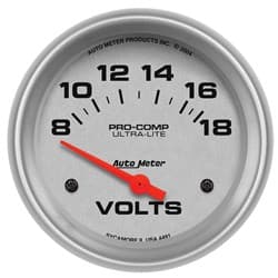 ULTRA-LITE 2-5/8" VOLTMETER 8-18 VOLTS, SHORT SWEEP ELECT. AUTO METER - 4491