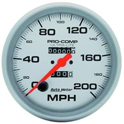 ULTRA-LITE 5" SPEEDOMETER 200MPH, IN DASH, MECHANICAL AUTO METER - 4496