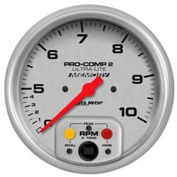 ULTRA-LITE 5" TACHO 10,000RPM IN DASH, DUAL RANGE, RECALL AUTO METER - 4499