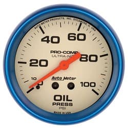 ULTRA-NITE 2-5/8 OIL PRESSURE 0-100PSI, MECHANICAL AUTO METER - 4521