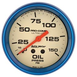 ULTRA-NITE 2-5/8 OIL PRESSURE 0-150PSI, MECHANICAL AUTO METER - 4523