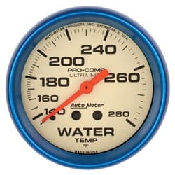 ULTRA-NITE 2-5/8 WATER TEMP 140-280Â°F, MECHANICAL, 6FT AUTO METER - 4531