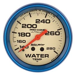ULTRA-NITE 2-5/8 WATER TEMP 140-280Â°F, MECHANICAL, 4FT AUTO METER - 4535