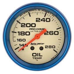 ULTRA-NITE 2-5/8" OIL TEMP 140-280Â°F, MECHANICAL, 6FT AUTO METER - 4541