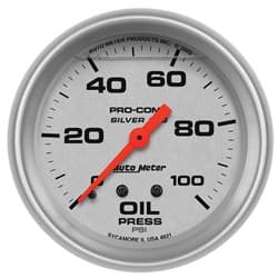 ULTRA-LITE 2-5/8" OIL PRESS 0-100PSI, MECH, LIQUID FILLED AUTO METER - 4621