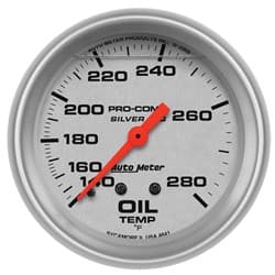 ULTRA-LITE 2-5/8" OIL TEMP 140-280Â°F, MECH LIQUID FILLED AUTO METER - 4641