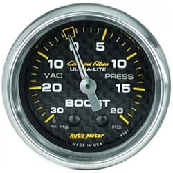 CARBON FIBER 2-1/16 BOOST/VAC 30 IN/HG - 20 PSI, MECHANICAL AUTO METER - 4701