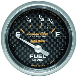 CARBON FIBER 2-1/16 FUEL LEVEL 73-10 OHM, SHORT SWEEP ELECT. AUTO METER - 4715
