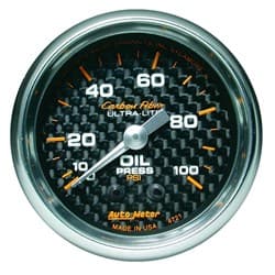 CARBON FIBER 2-1/16 OIL PRESS 0-100PSI, MECHANICAL, 10FT AUTO METER - 4721