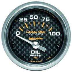 CARBON FIBER 2-1/16 OIL PRESS 0-100PSI, SHORT SWEEP ELECTRIC AUTO METER - 4727