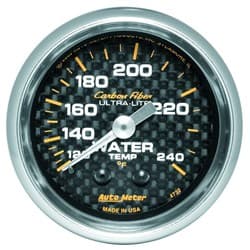 CARBON FIBER 2-1/16 WATER TEMP 120-240Â°F, MECHANICAL, 6FT AUTO METER - 4732