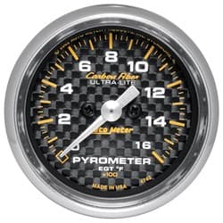 CARBON FIBER 2-1/16 PYROMETER 0-1600Â°F, FS ELECT, 10' PROBE AUTO METER - 4744