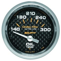 CARBON FIBER 2-1/16 OIL TEMP 140-300Â°F, SHORT SWEEP ELECT. AUTO METER - 4748