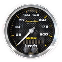 CARBON FIBER 3-3/8" GPS SPEEDO 225KPH, INTERNAL GPS ANTENNA AUTO METER - 4780-M