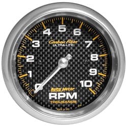 CARBON FIBER 3-3/8 TACHOMETER 10,000RPM, IN DASH AUTO METER - 4798