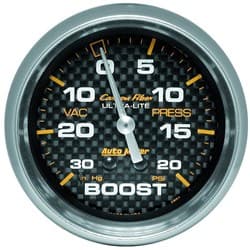 CARBON FIBER 2-5/8" BOOST/VAC 30IN/HG-20PSI, MECHANICAL 10FT AUTO METER - 4801