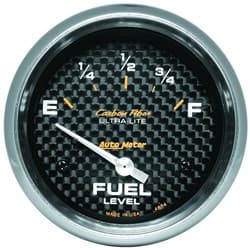 CARBON FIBER 2-5/8" FUEL LEVEL 0-90 OHM, SHORT SWEEP ELECT. AUTO METER - 4814