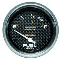 CARBON FIBER 2-5/8" FUEL LEVEL 73-10 OHM, SHORT SWEEP ELECT. AUTO METER - 4815