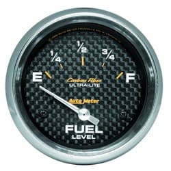 CARBON FIBER 2-5/8" FUEL LEVEL 240-33 OHM, SHORT SWEEP ELECT. AUTO METER - 4816