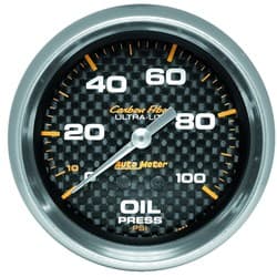 CARBON FIBER 2-5/8" OIL PRESS 0-100PSI, MECHANICAL, 10FT AUTO METER - 4821