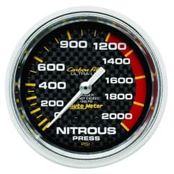 CARBON FIBER 2-5/8" NITROUS PRESS, 0-2000PSI, MECHANICAL AUTO METER - 4828