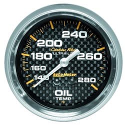 CARBON FIBER 2-5/8" OIL TEMP 140-280Â°F, MECHANICAL, 6FT AUTO METER - 4841
