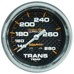 CARBON FIBER 2-5/8" TRANS TEMP 140-280Â°F, MECHANICAL, 8FT AUTO METER - 4851