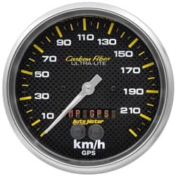 CARBON FIBER 5" GPS SPEEDO 225KPH, INTERNAL GPS ANTENNA AUTO METER - 4881-M
