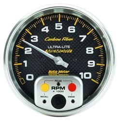 CARBON FIBER 5" TACH 10,000RPM IN DASH, MEMORY RECALL AUTO METER - 4894