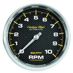CARBON FIBER 5" TACH 10,000RPM IN DASH AUTO METER - 4898