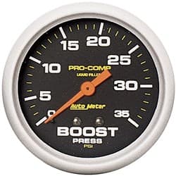 PRO-COMP 2-5/8" BOOST 0-35PSI LIQUID FILLED, MECHANICAL, 10' AUTO METER - 5404