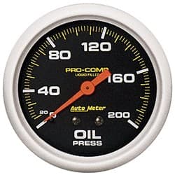 PRO-COMP 2-5/8" OIL PRESSURE 0-200PSI, LIQUID FILLED, MECH AUTO METER - 5422
