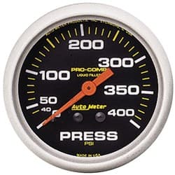 PRO-COMP 2-5/8" PRESSURE GAUGE 0-400PSI, LIQUID FILLED, MECH AUTO METER - 5424