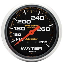 PRO-COMP 2-5/8" WATER TEMP 140-280Â°F, LIQUID FILLED MECH AUTO METER - 5431
