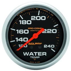 PRO-COMP 2-5/8 WATER TEMP 12FT 120-240Â°F, LIQUID FILLED MECH AUTO METER - 5433