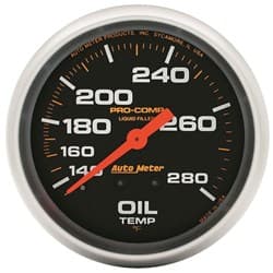 PRO-COMP 2-5/8" OIL TEMP GAUGE 140-280Â°F, LIQUID FILLED MECH AUTO METER - 5441