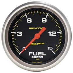 PRO-COMP 2-5/8" FUEL PRESSURE 0-15PSI, FULL SWEEP ELECTRIC AUTO METER - 5461