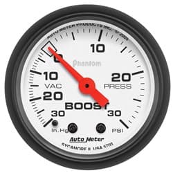 PHANTOM 2-1/16" BOOST/VAC 30IN/HG-30PSI, MECHANICAL 10FT AUTO METER - 5703