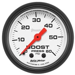 PHANTOM 2-1/16" BOOST GAUGE 0-60PSI, MECHANICAL, 10FT AUTO METER - 5705