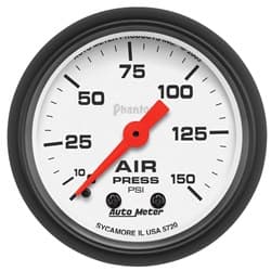 PHANTOM 2-1/16" AIR PRESSURE 0-150PSI, MECHANICAL, 10FT AUTO METER - 5720
