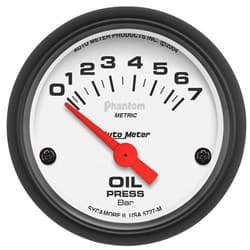 PHANTOM 2-1/16" OIL PRESSURE 0-7.0 BAR, SHORT SWEEP ELECT. AUTO METER - 5727-M