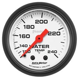 PHANTOM 2-1/16" WATER TEMP 120-240Â°F, MECHANICAL, 6FT AUTO METER - 5732